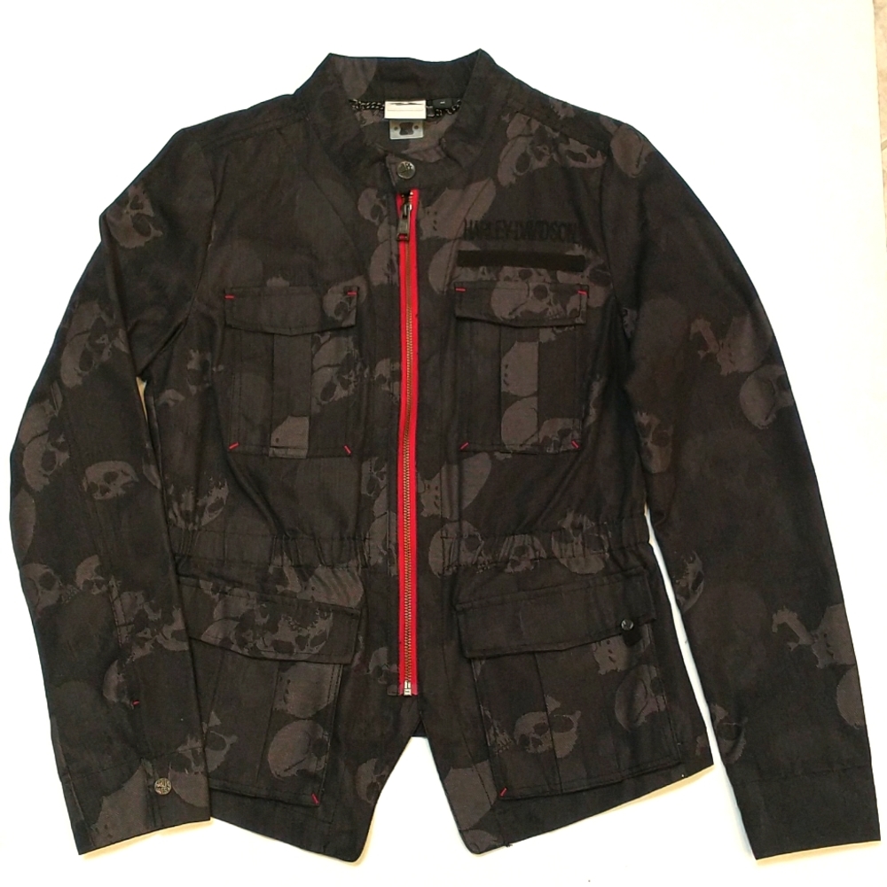 Harley-Davidson Black and Gray Bomber Jacket